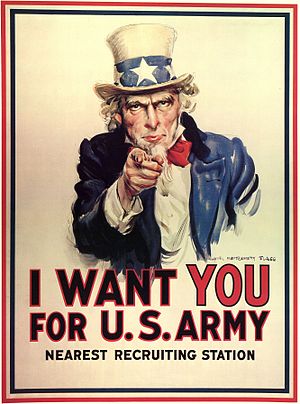 J. M. Flagg's Uncle Sam recruited soldiers for...